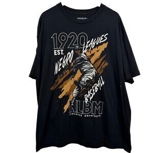 Big Boy Headgear Negro Leagues 1920 Baseball Cotton Graphic Black Tee Size 2X